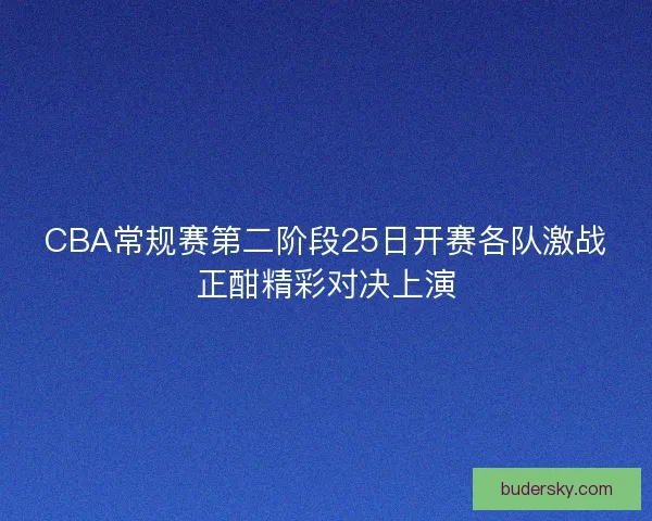 CBA常规赛第二阶段25日开赛各队激战正酣精彩对决上演